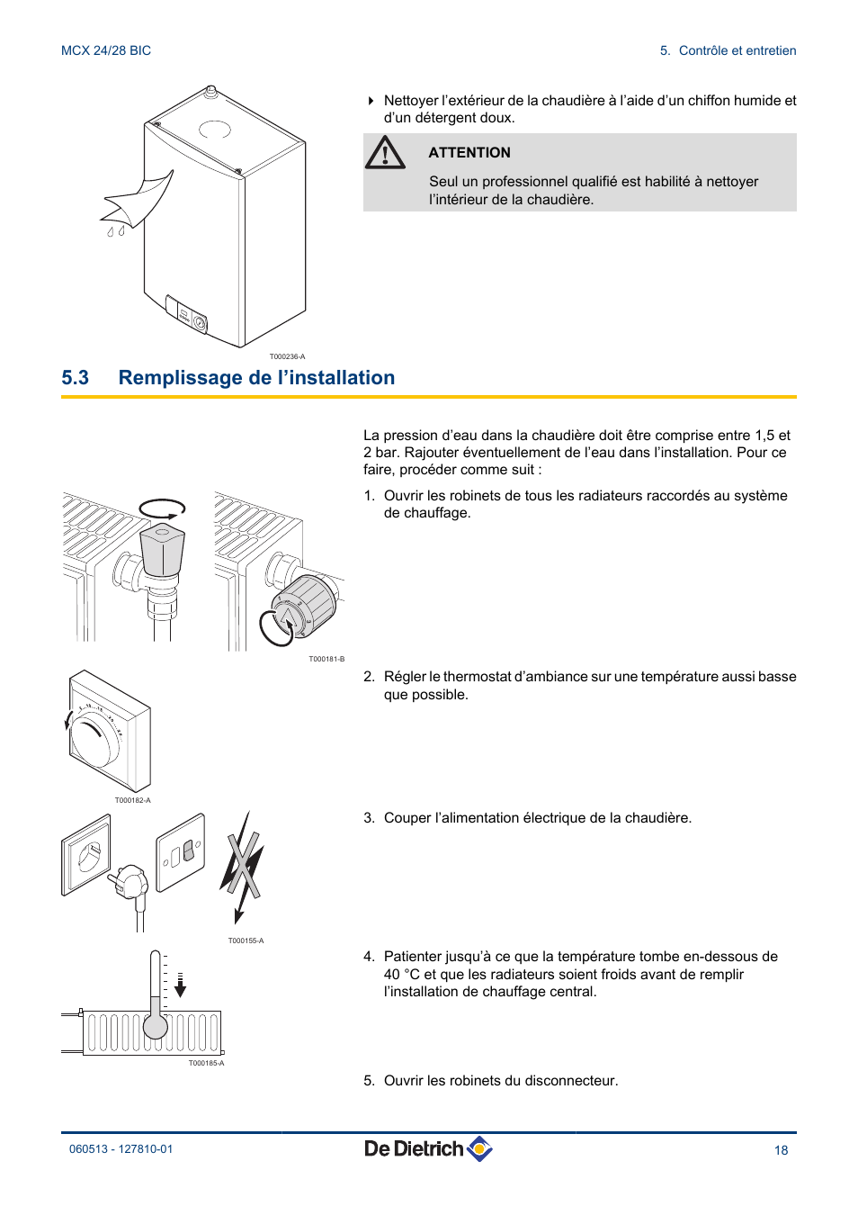 Remplissage de l’installation, 3 remplissage de l’installation | DE DIETRICH MCX 24_28 BIC Manuel d'utilisation | Page 19 / 36