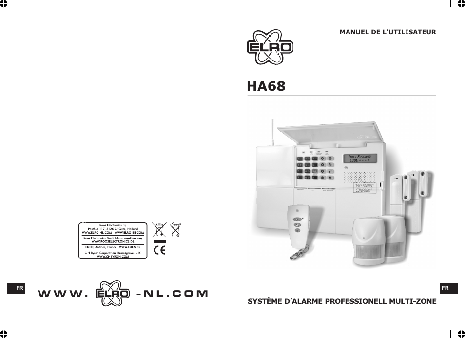 ELRO HA68S Multizone professional alarm system USERS MANUAL Manuel d