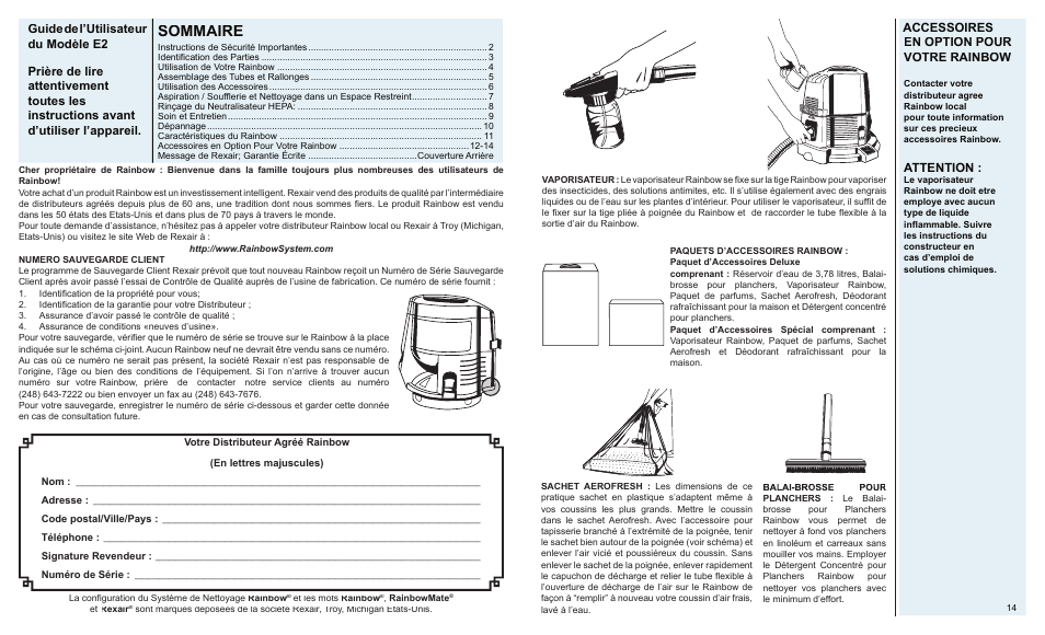 rainbow e series e2 manual