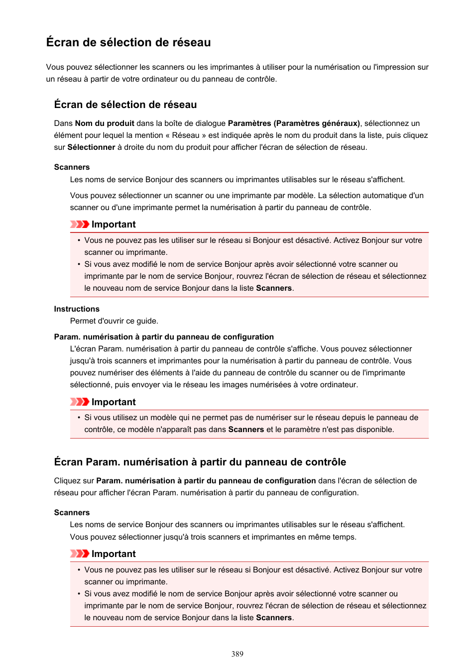 Mode D Emploi Imprimante Canon Pixma Mx475 Écran de sélection de réseau | Canon PIXMA MX475 Manuel d'utilisation |  Page 389 / 712