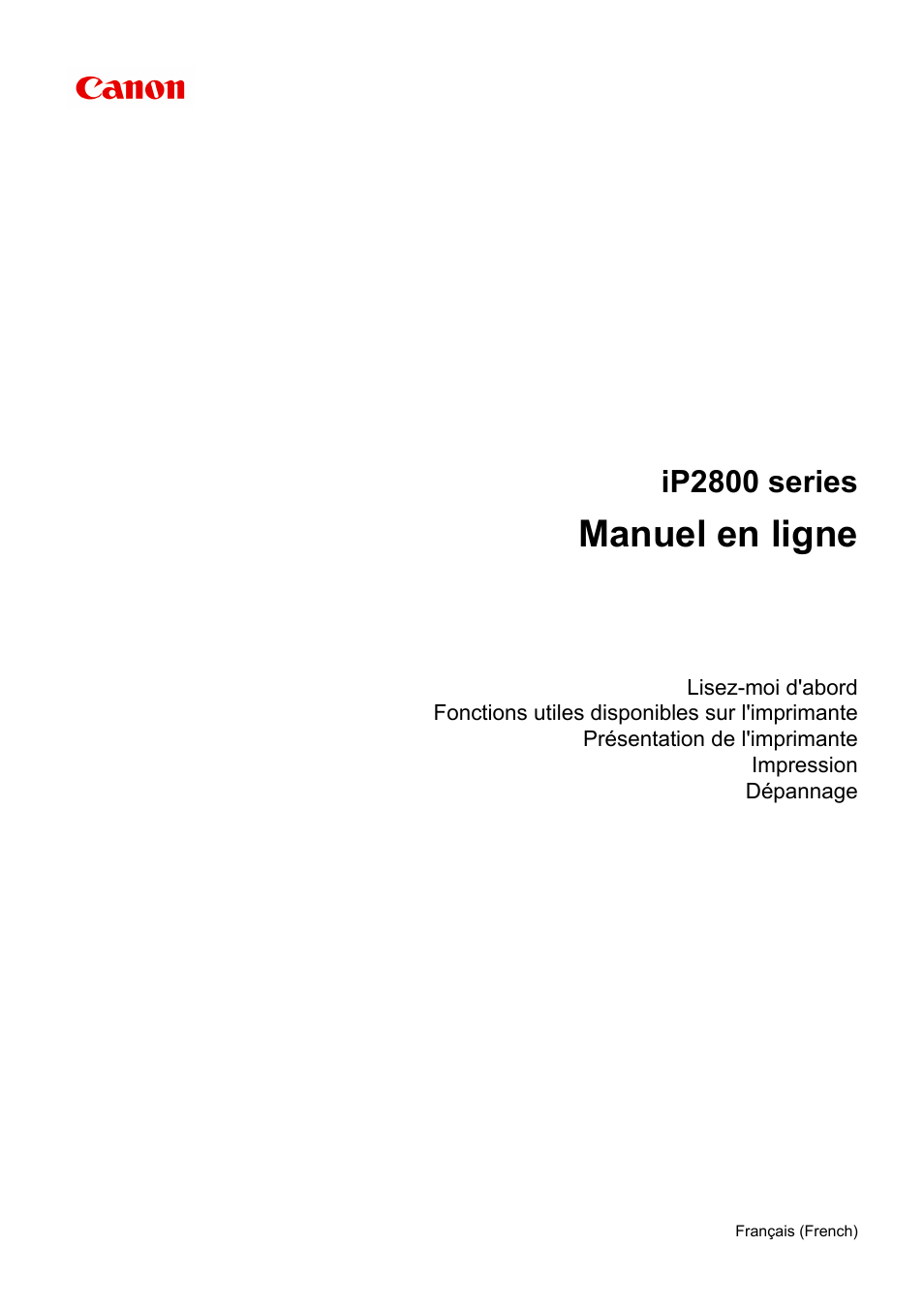 Canon PIXMA iP2850 Manuel d'utilisation | Pages: 339