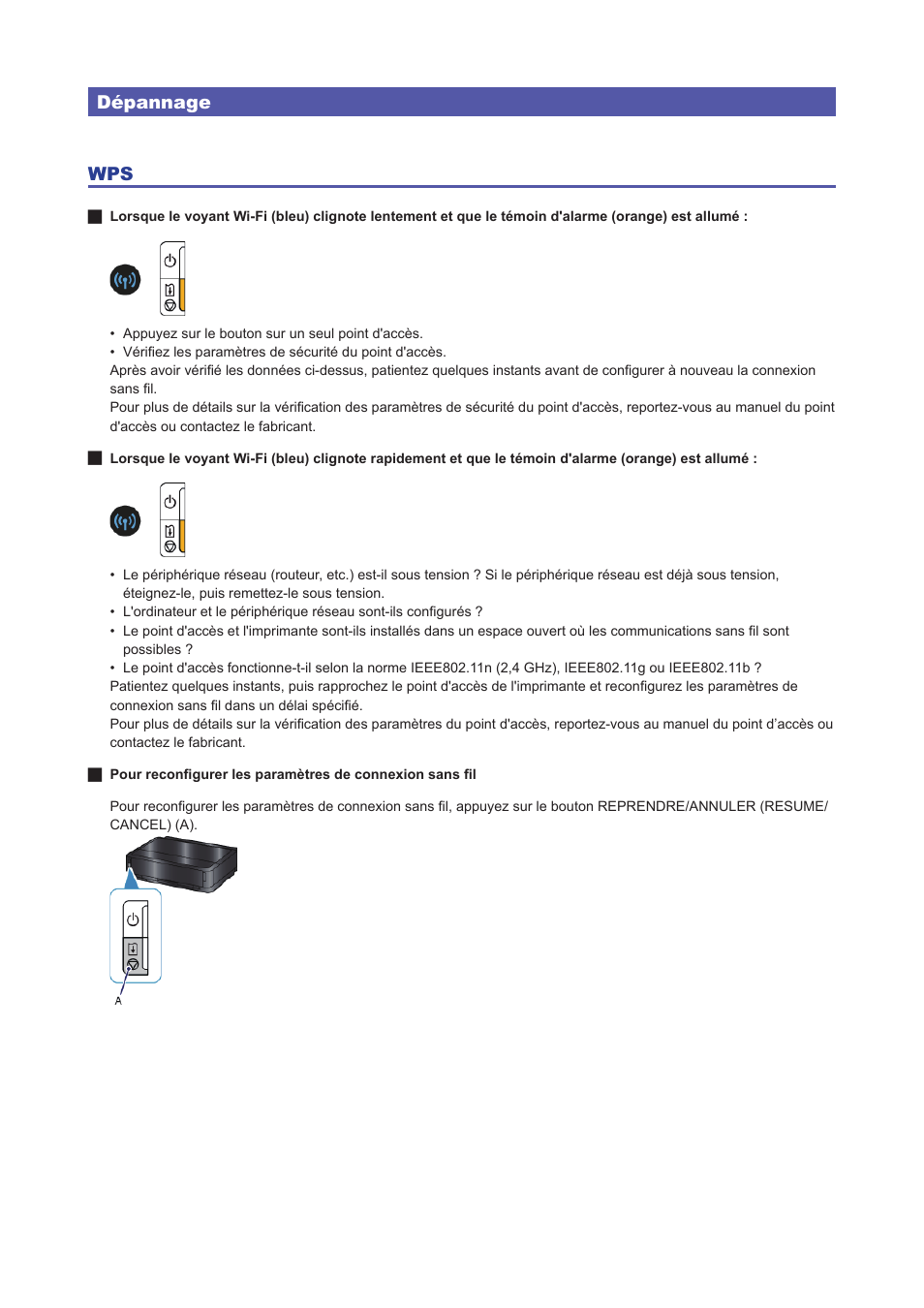 Dépannage wps | Canon PIXMA iP7250 Manuel d'utilisation | Page 5 / 5 ...