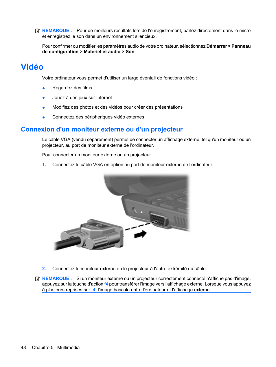 Connecter le PC ? un écran externe ou vidéoprojecteur
