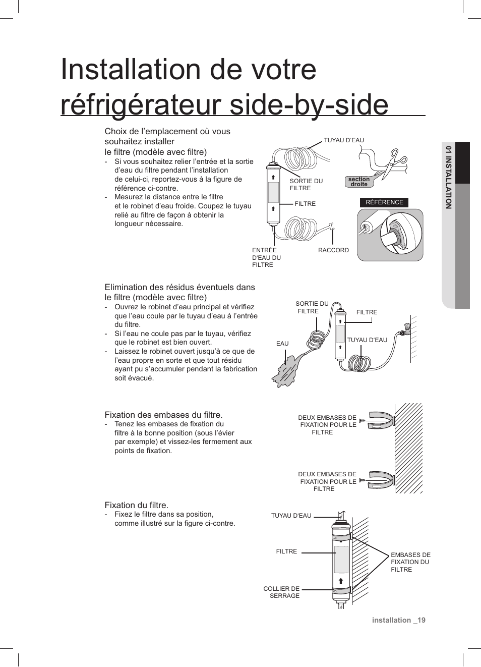 Installation de votre réfrigérateur side-by-side | Samsung RSA1DTMH