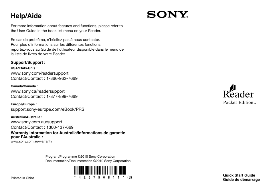 Sony PRS-350 Manuel d'utilisation | Pages: 8