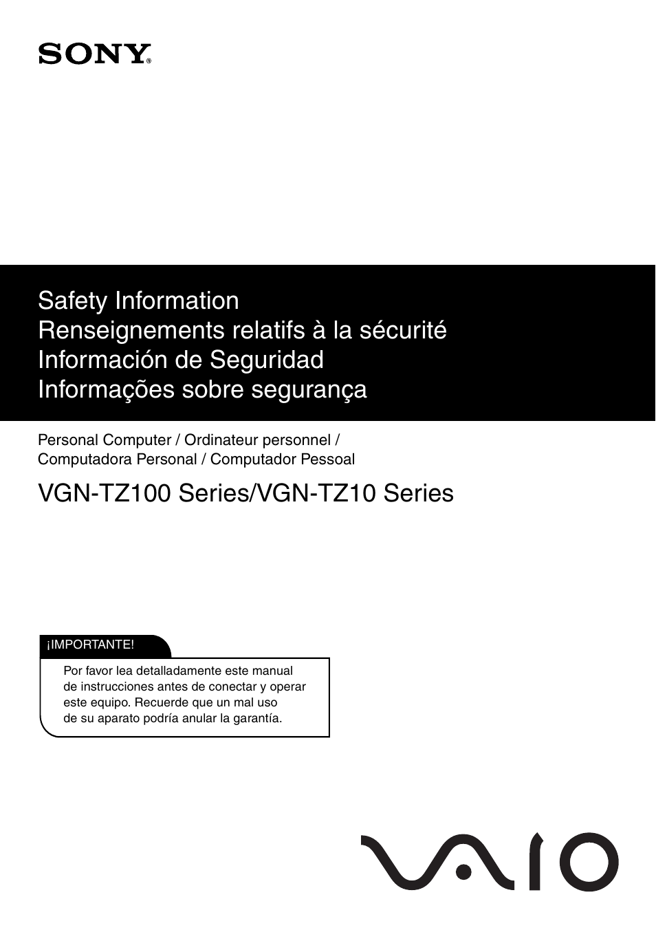 Sony VGN-TZ170N Manuel d'utilisation | Pages: 32