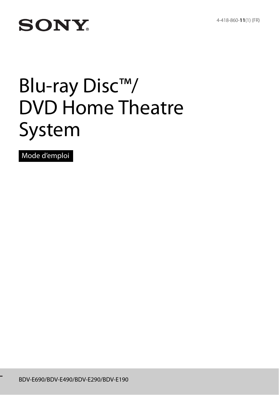 Sony BDV-E190 Manuel d'utilisation | Pages: 60