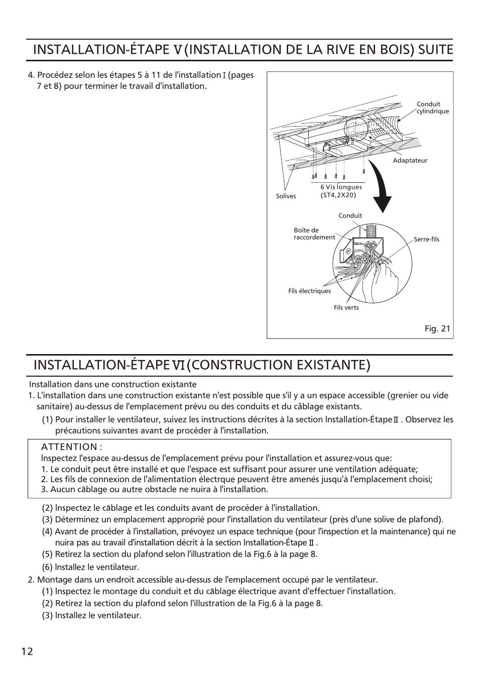 页 12, Installation-étape | Panasonic FV-08VFL3 Manuel d'utilisation | Page 12 / 16