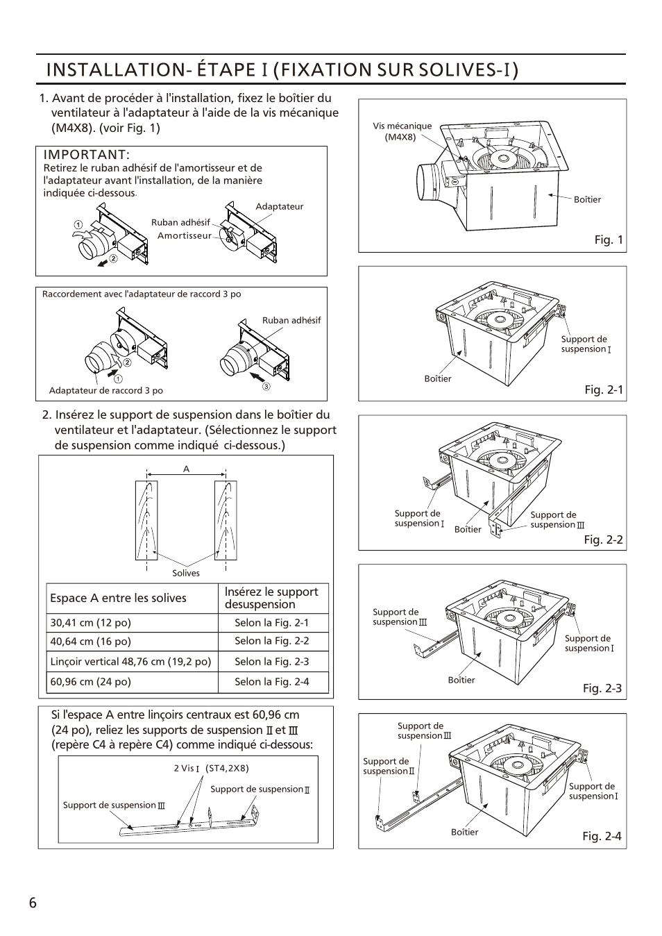 Installation- étape, Fixation sur solives- ) | Panasonic FV-08VFL3 Manuel d'utilisation | Page 6 / 16