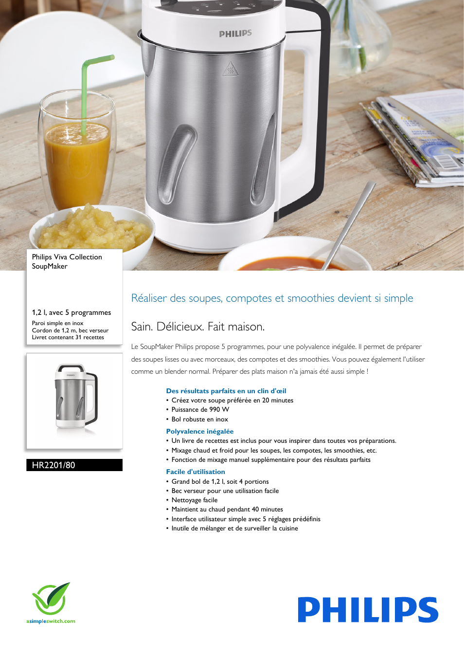 Philips Viva Collection SoupMaker Manuel d'utilisation Pages 3 Mode Original