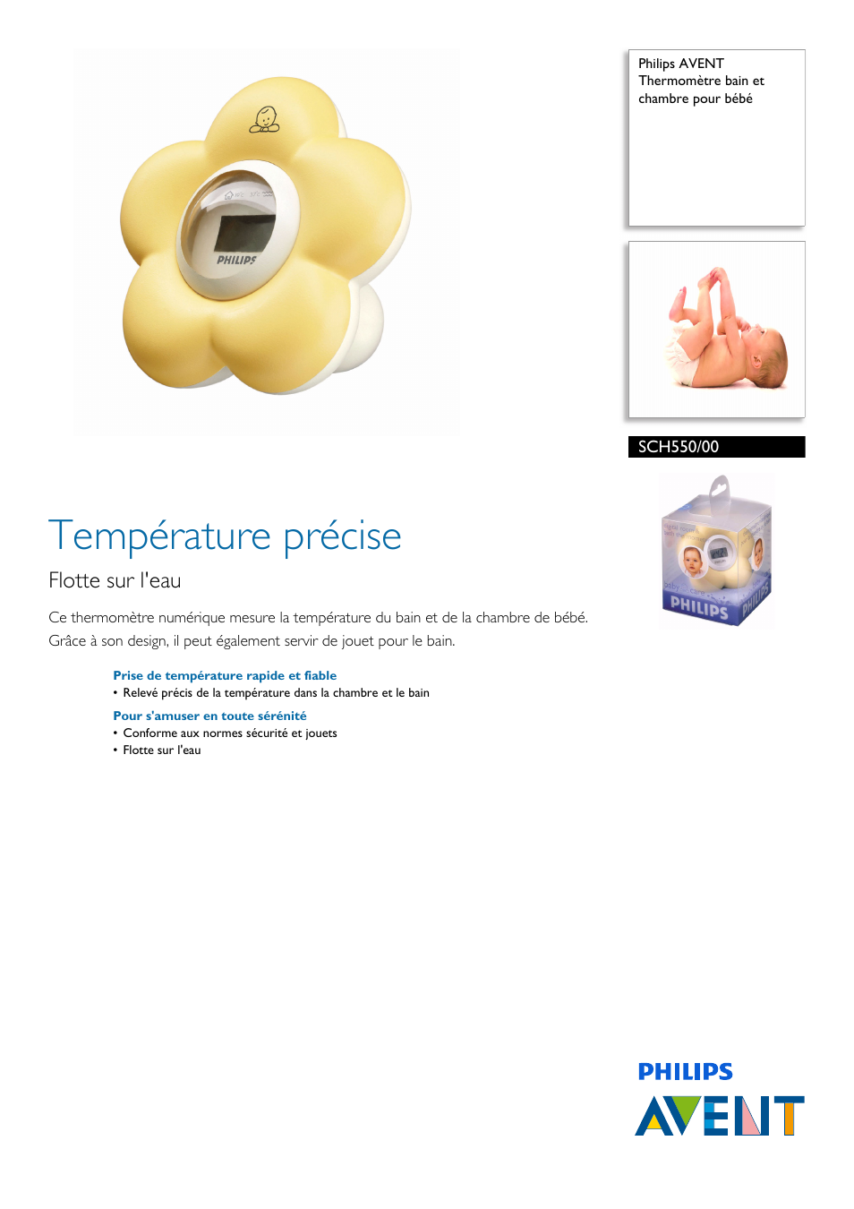 Philips Avent Thermometre Bain Et Chambre Pour Bebe Manuel D Utilisation Pages 2