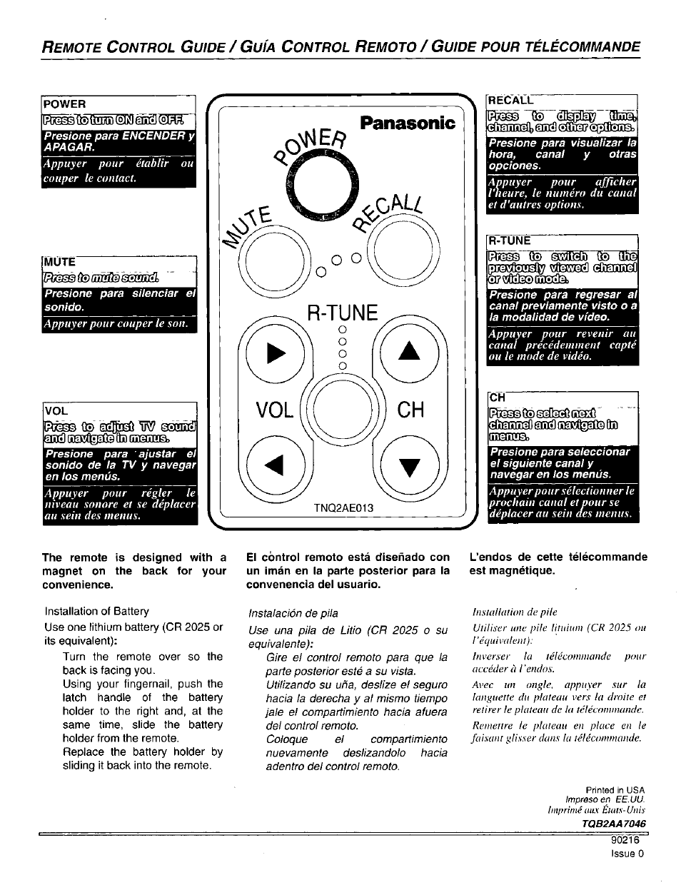 Panasonic TNQ2AE013 Manuel d'utilisation | Pages: 1