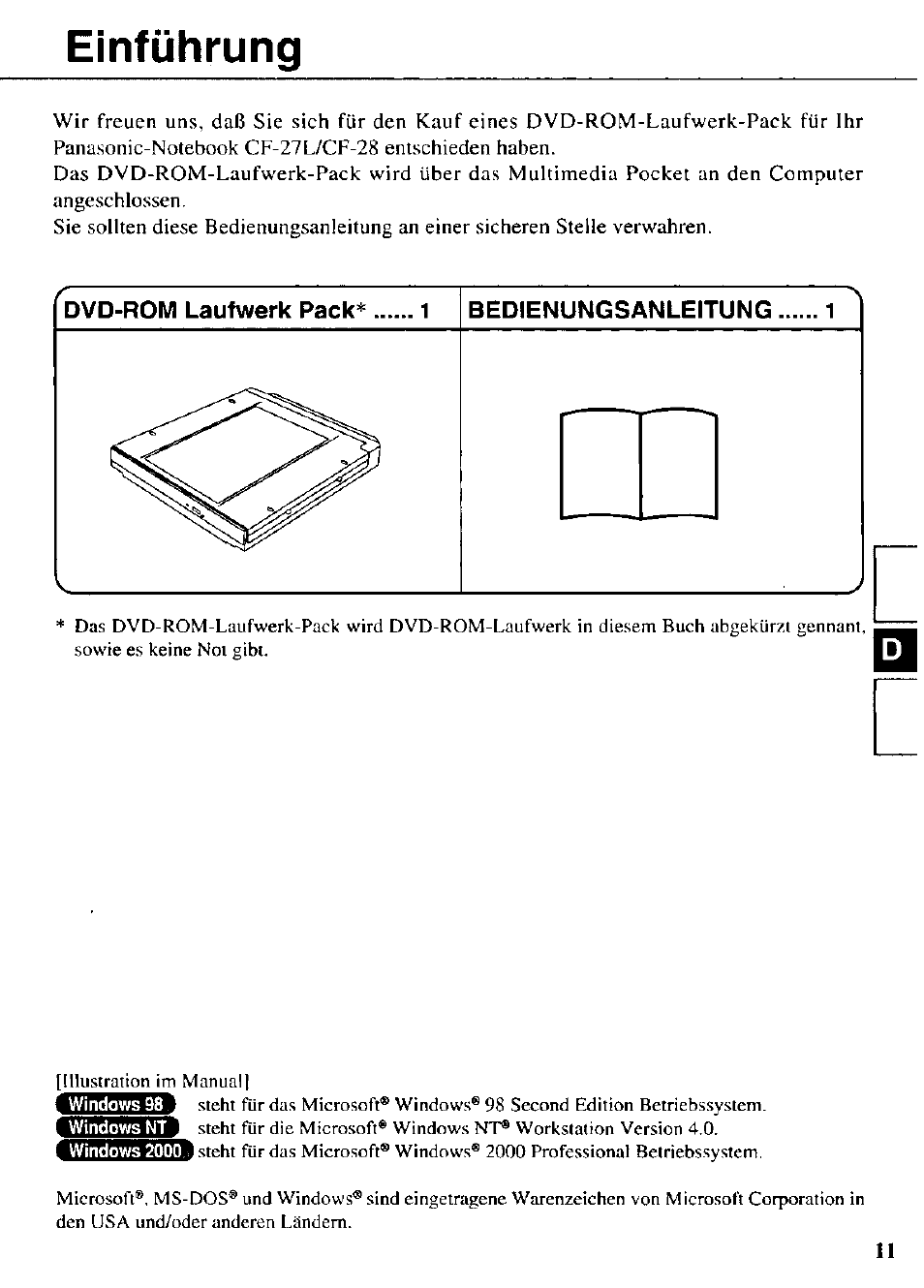 Einführung | Panasonic DVD-ROM CF-VDD283 Manuel d'utilisation | Page 11 / 36