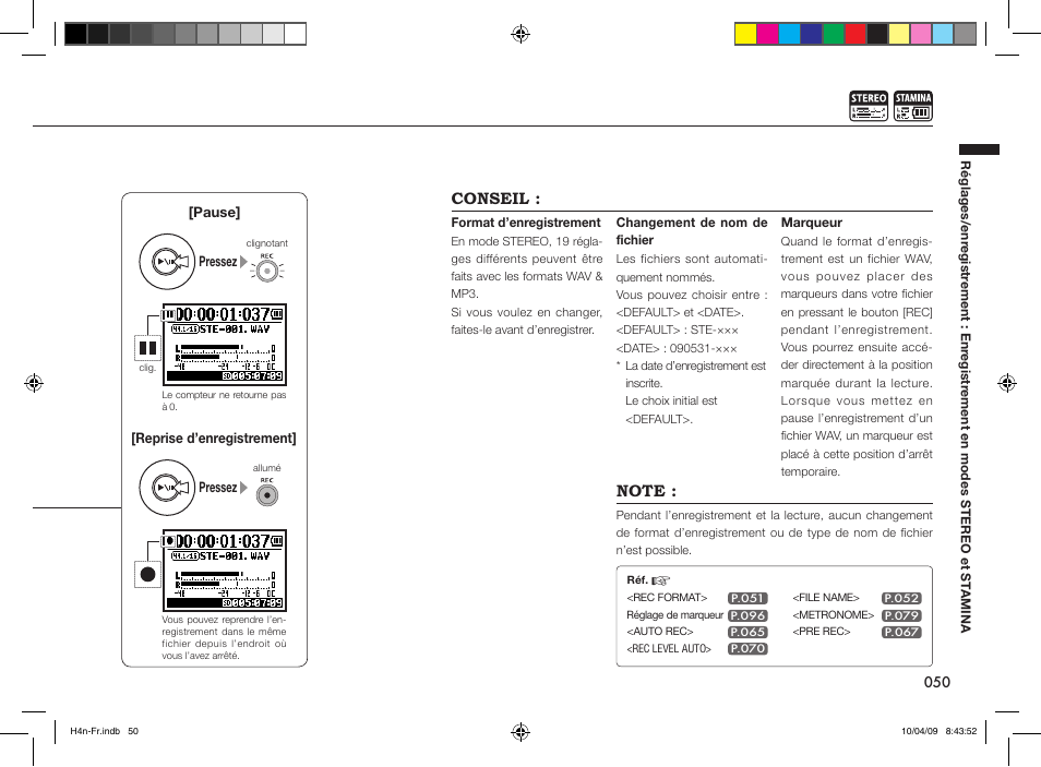 Conseil Zoom H4n Manuel d'utilisation Page 51 / 156 Mode Original