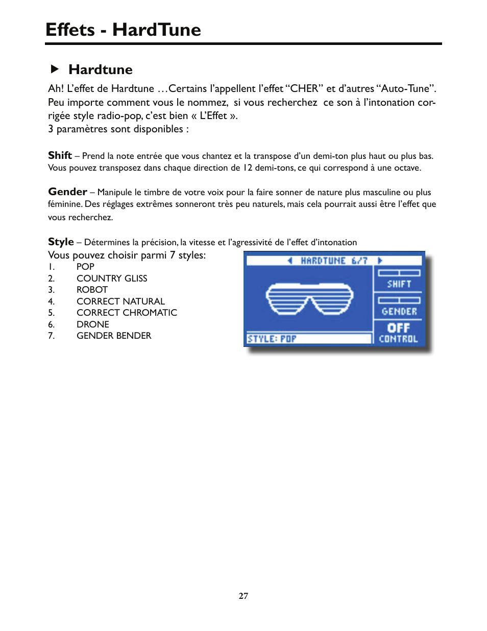 Effets Hardtune F Hardtune Tc Helicon Voicelive Play Details Manual Manuel D Utilisation Page 27 32 Mode Original