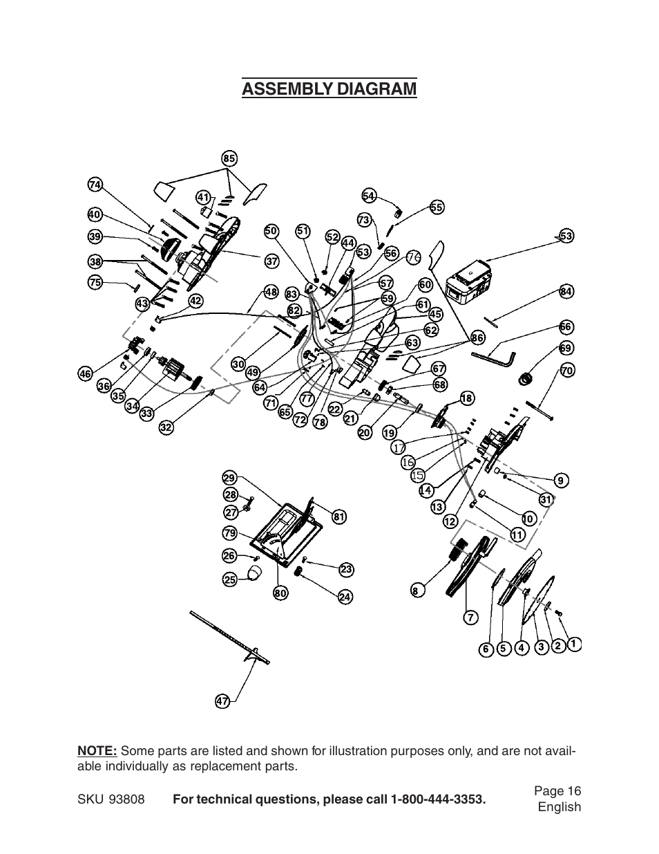 Assembly diagram | Harbor Freight Tools 93808 Manuel d'utilisation | Page 16 / 33
