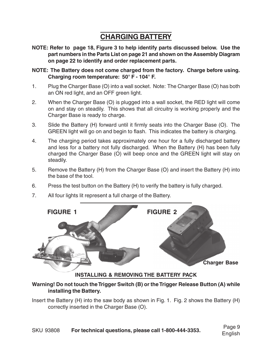 Charging battery | Harbor Freight Tools 93808 Manuel d'utilisation | Page 9 / 33