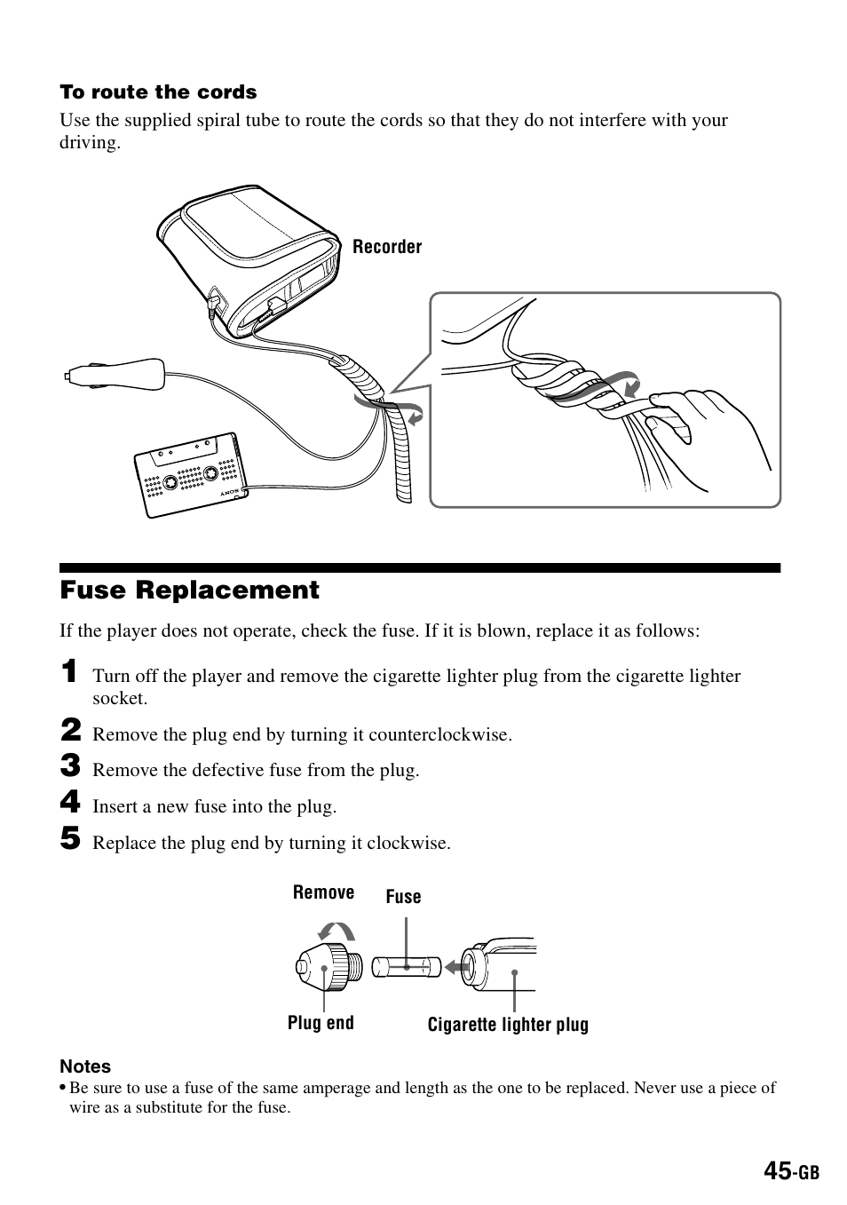 Fuse replacement | Sony MZ-N707 Manuel d'utilisation | Page 45 / 160