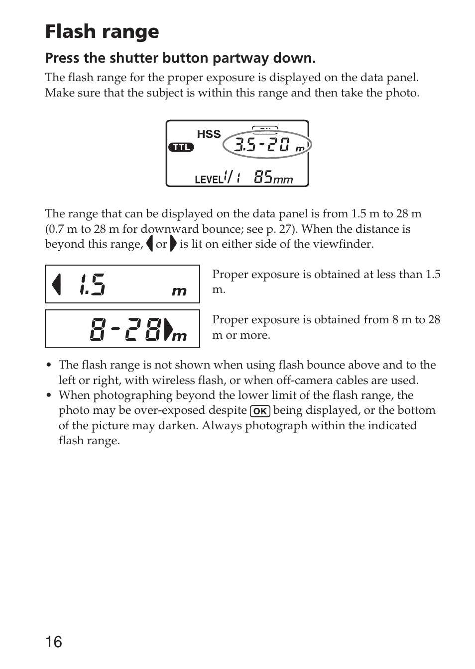 Flash range | Sony HVL-F56AM Manuel d'utilisation | Page 78 / 184