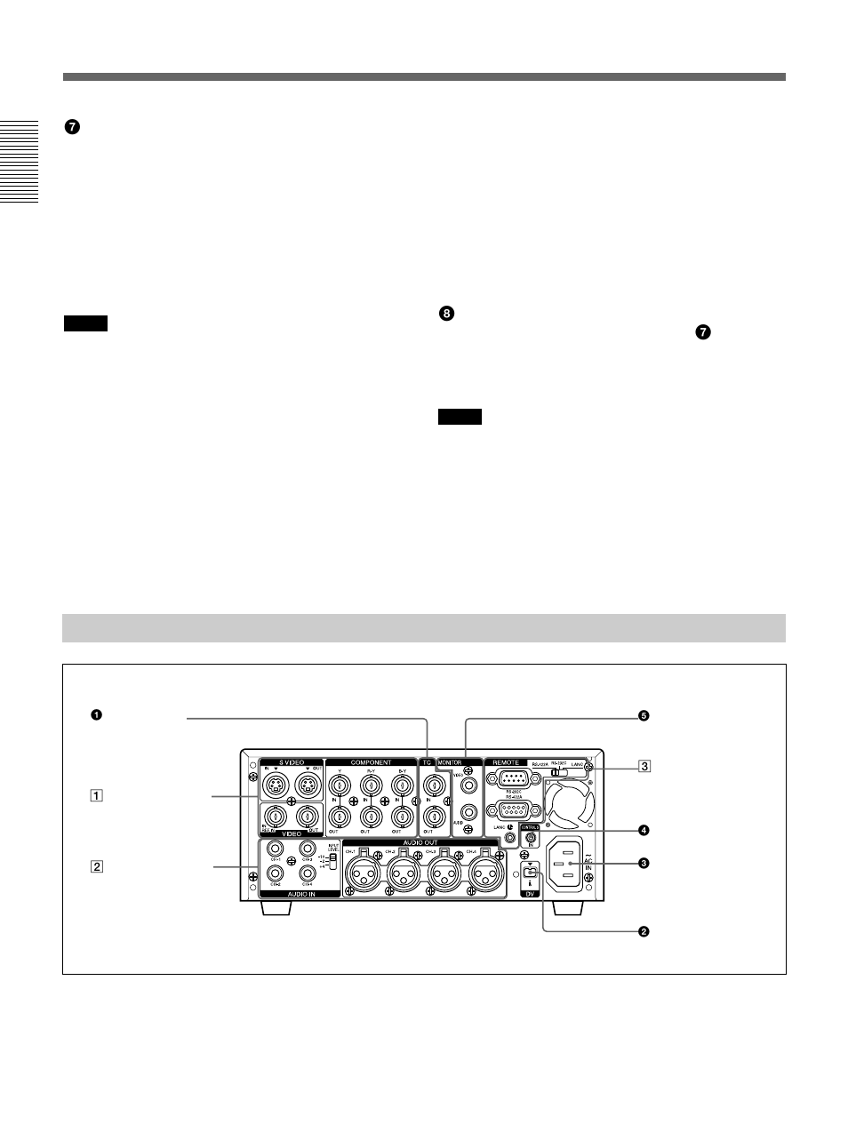 Rear panel, Location and function of parts | Sony DSR-45/45P Manuel d'utilisation | Page 20 / 220