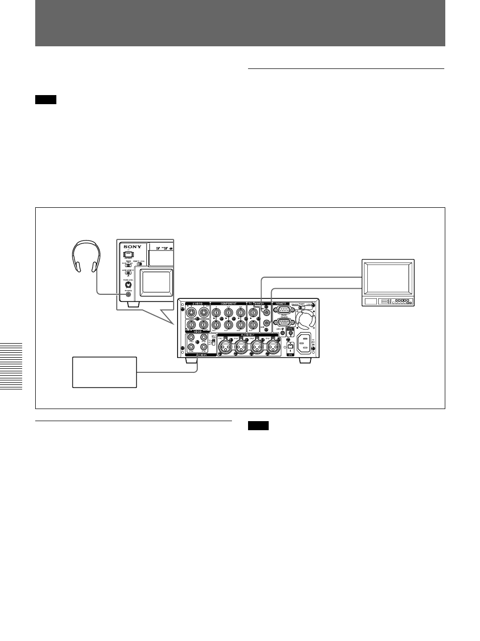 Audio dubbing, Connection of external devices, Selecting the input channels for audio dubbing | Sony DSR-45/45P Manuel d'utilisation | Page 74 / 220