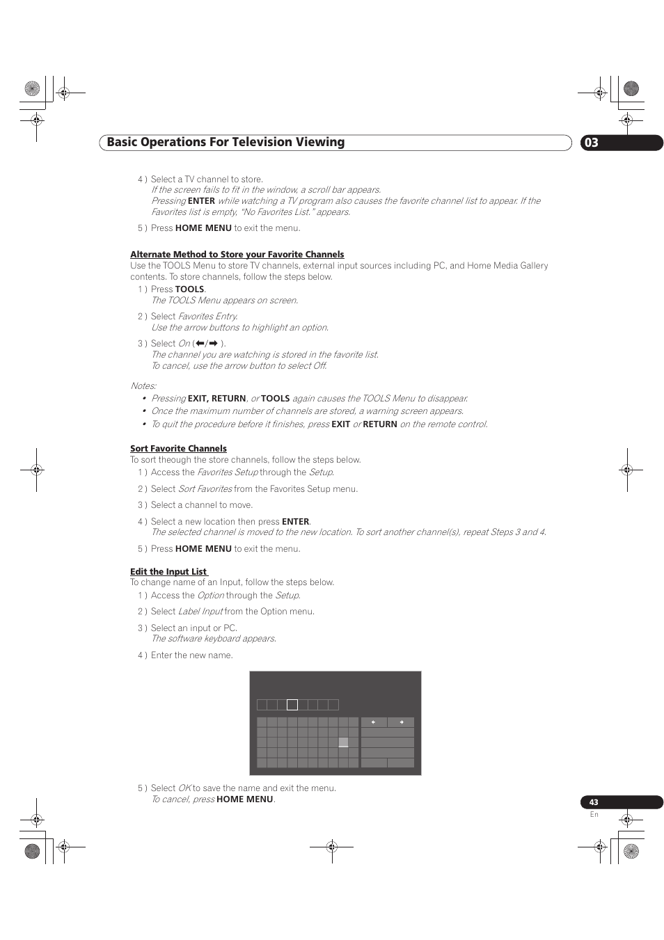 Basic operations for television viewing 03 | Pioneer KURO PRO-151FD Manuel d'utilisation | Page 43 / 167