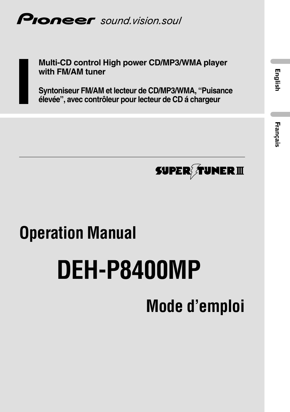 Pioneer DEH-P8400MP Manuel d'utilisation | Pages: 124