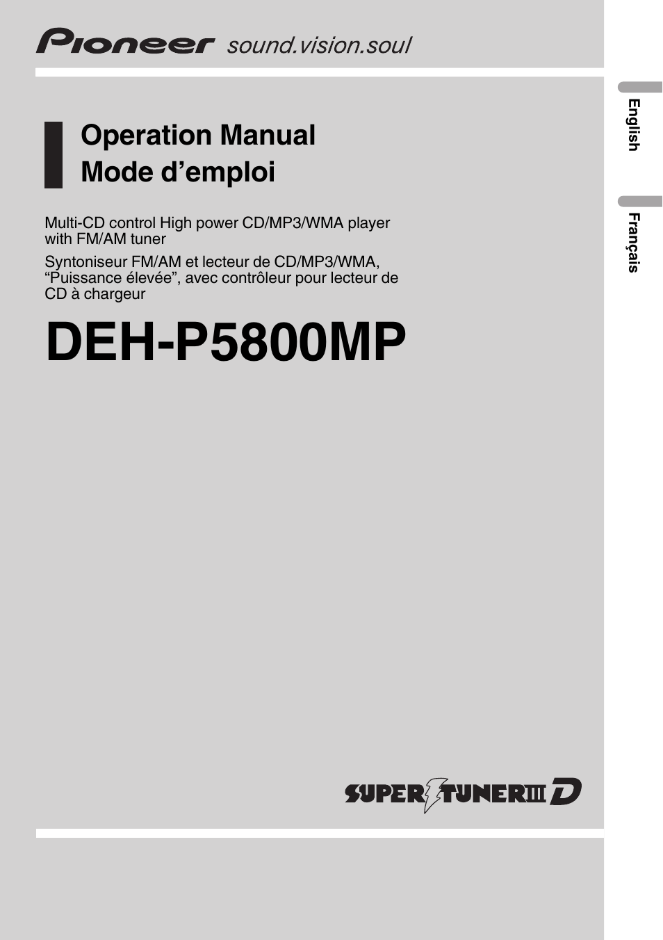 Pioneer DEH-P5800MP Manuel d'utilisation | Pages: 112