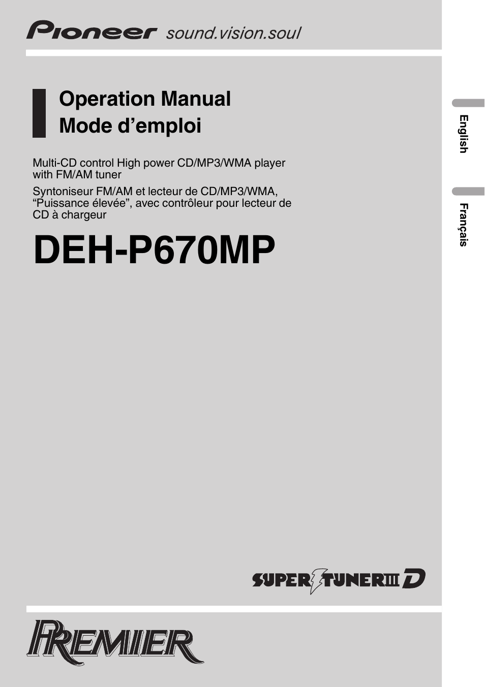 Pioneer DEH-P670MP Manuel d'utilisation | Pages: 118
