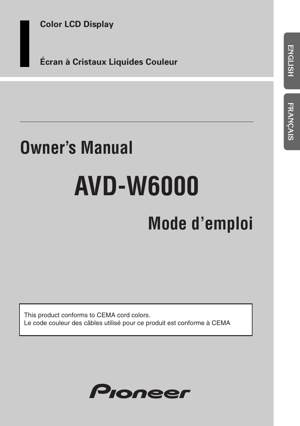 Pioneer AVD-W6000 Manuel d'utilisation | Pages: 76