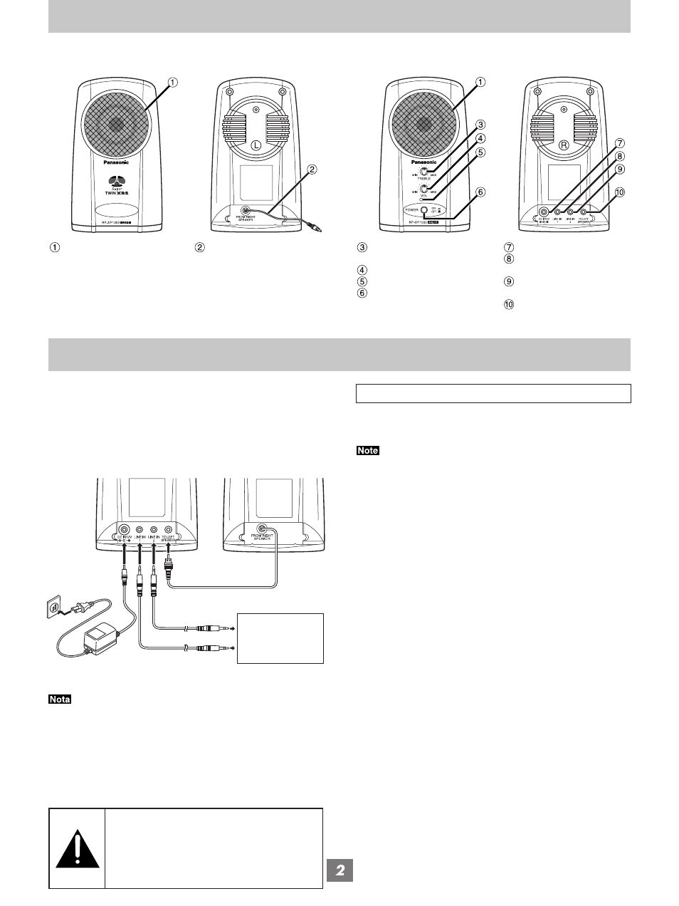 Emplacement des commandes raccordement | Panasonic RP-SP1000 Manuel d'utilisation | Page 6 / 8