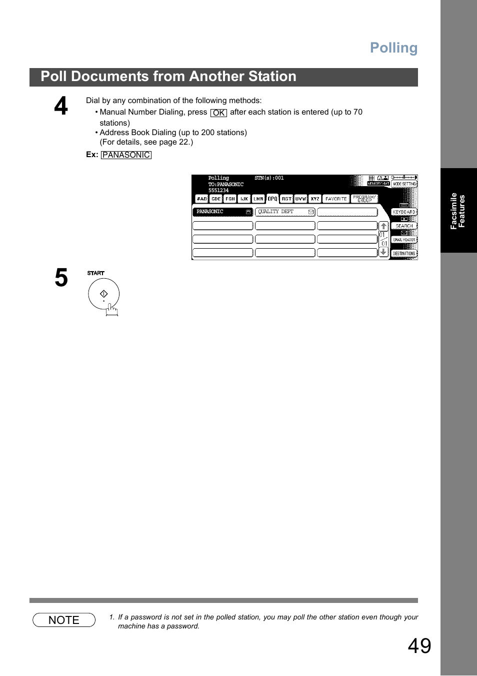 Polling, Poll documents from another station | Panasonic DP-3010 Manuel d'utilisation | Page 49 / 234