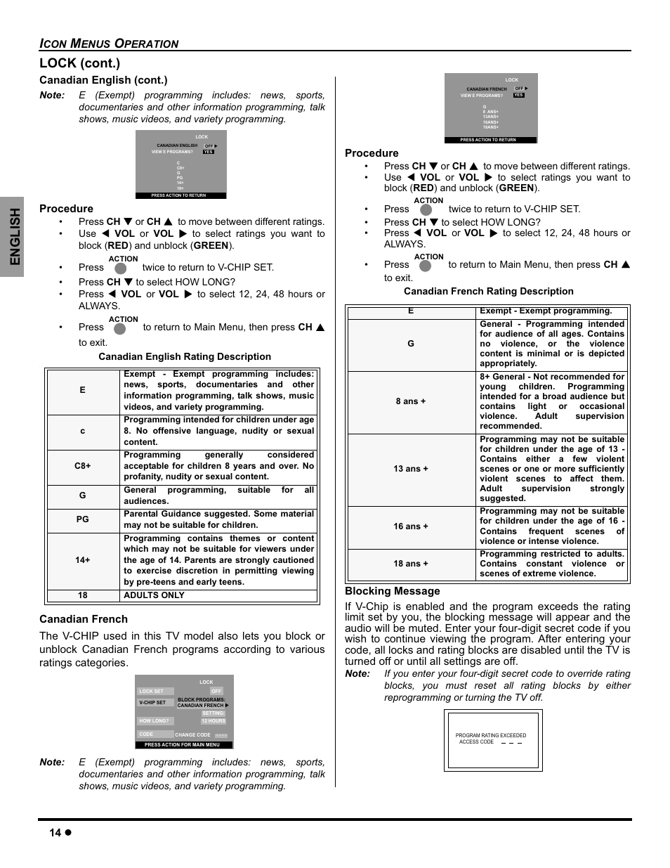 English lock (cont.) | Panasonic CT-32HC15 Manuel d'utilisation | Page 16 / 56