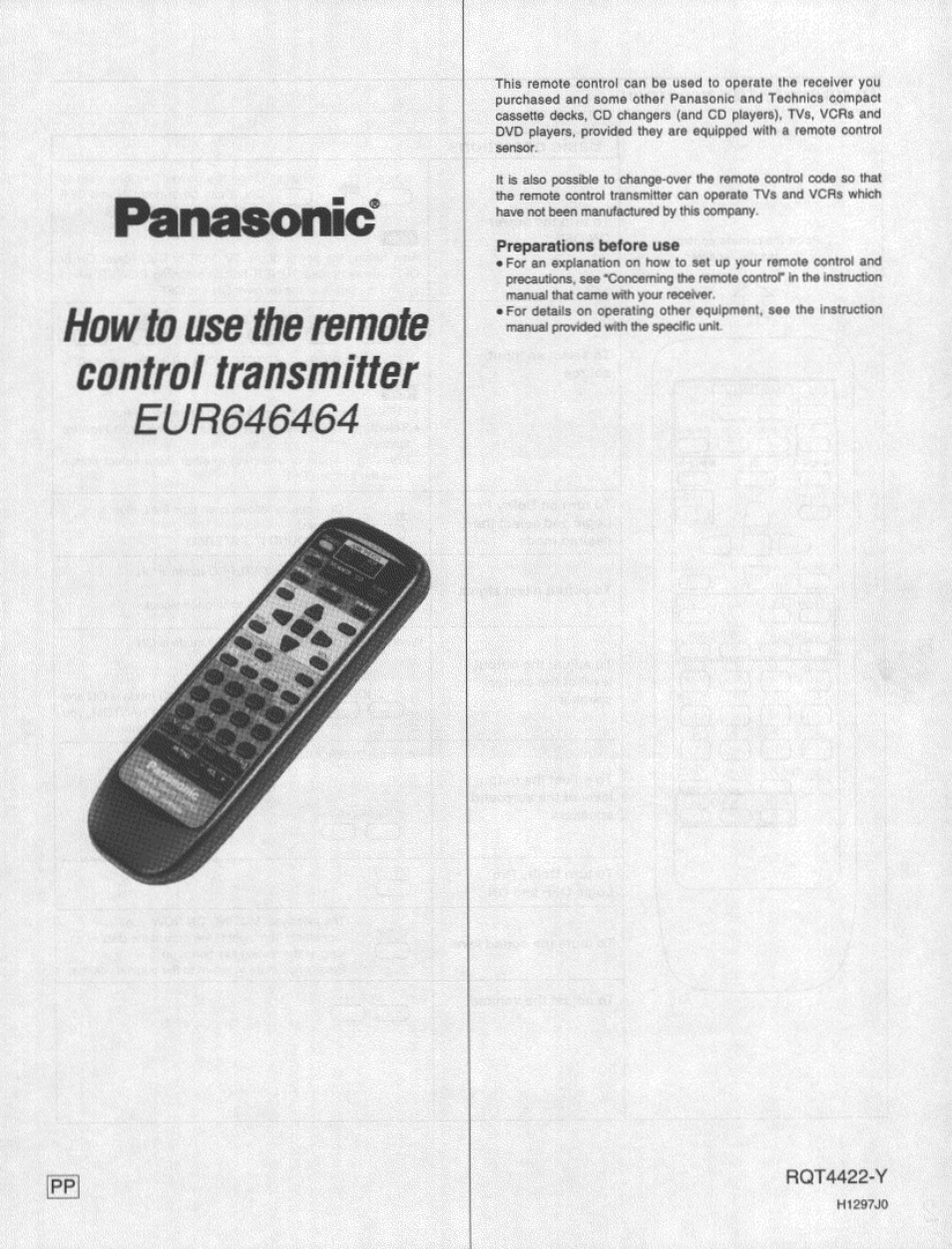 Panasonic EUR646464 Manuel d'utilisation | Pages: 12