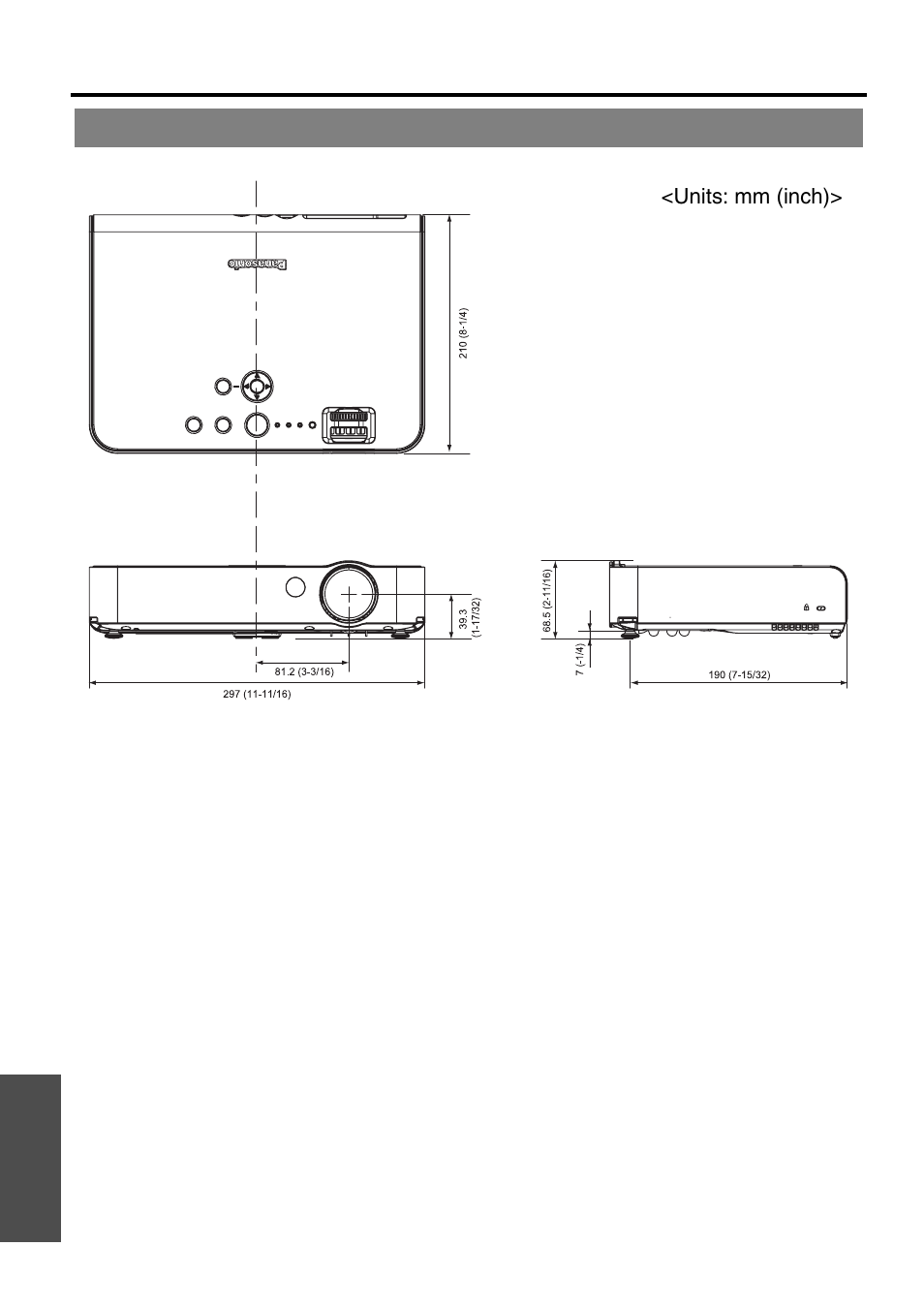 Dimensions | Panasonic PT-LB51SU Manuel d'utilisation | Page 50 / 62