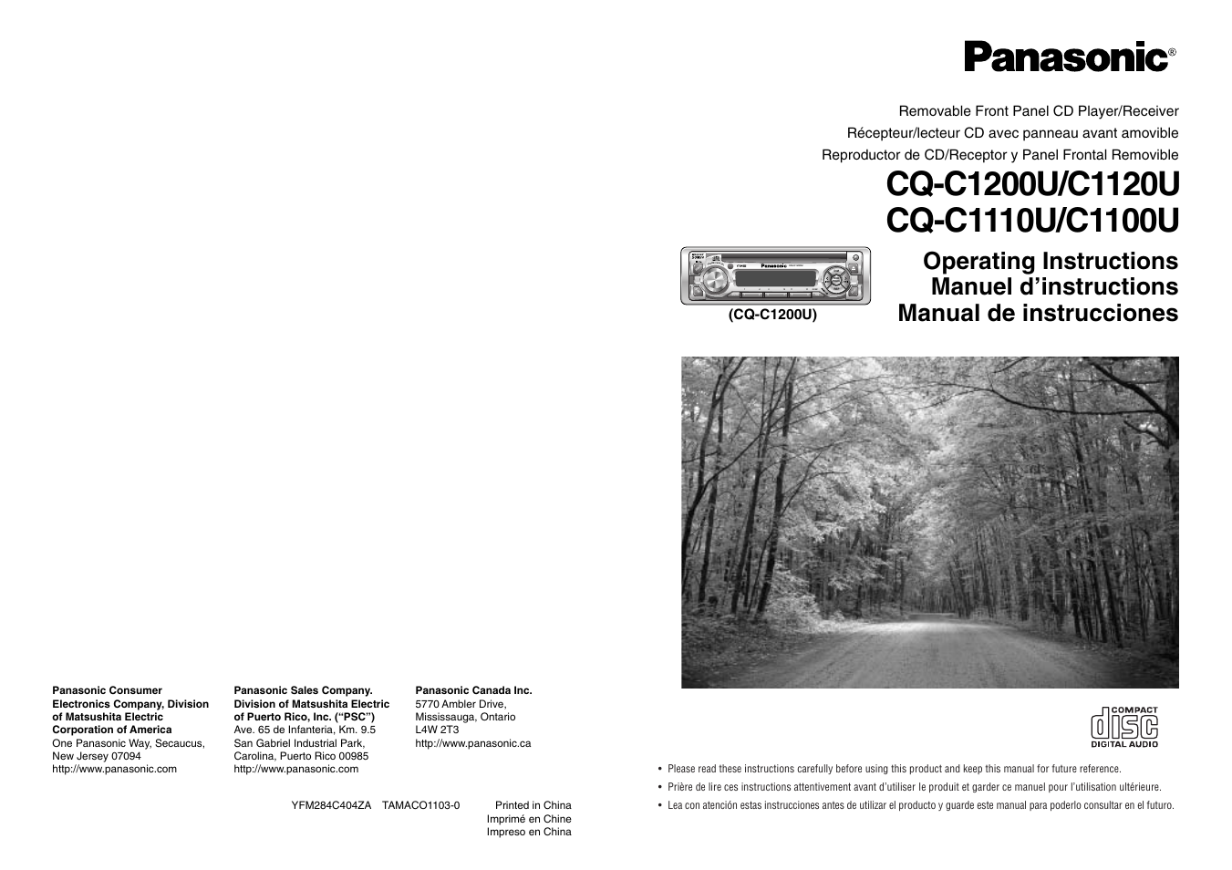 Panasonic CQ-C1200U Manuel d'utilisation | Pages: 17