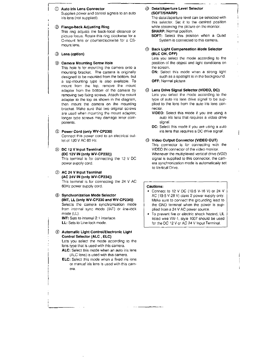 Panasonic WV-CP234 Manuel d'utilisation | Page 3 / 10
