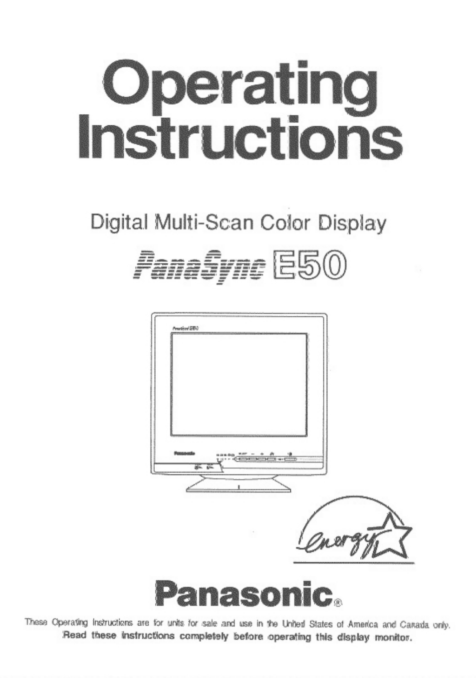 Panasonic PanaSync E50 Manuel d'utilisation | Pages: 36