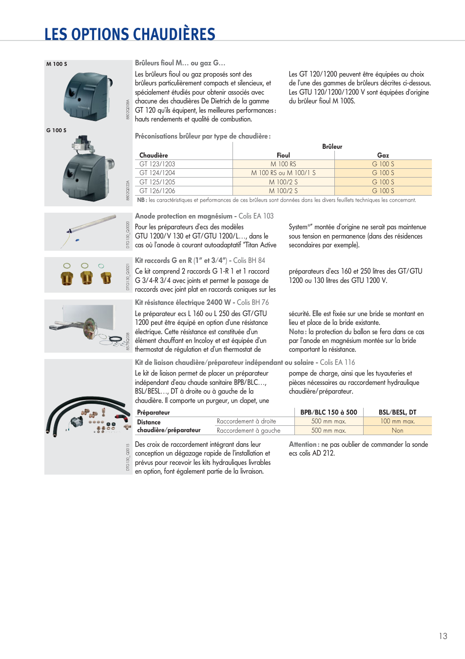 Les options chaudières | DE DIETRICH GT 120 Manuel d'utilisation | Page 13 / 20