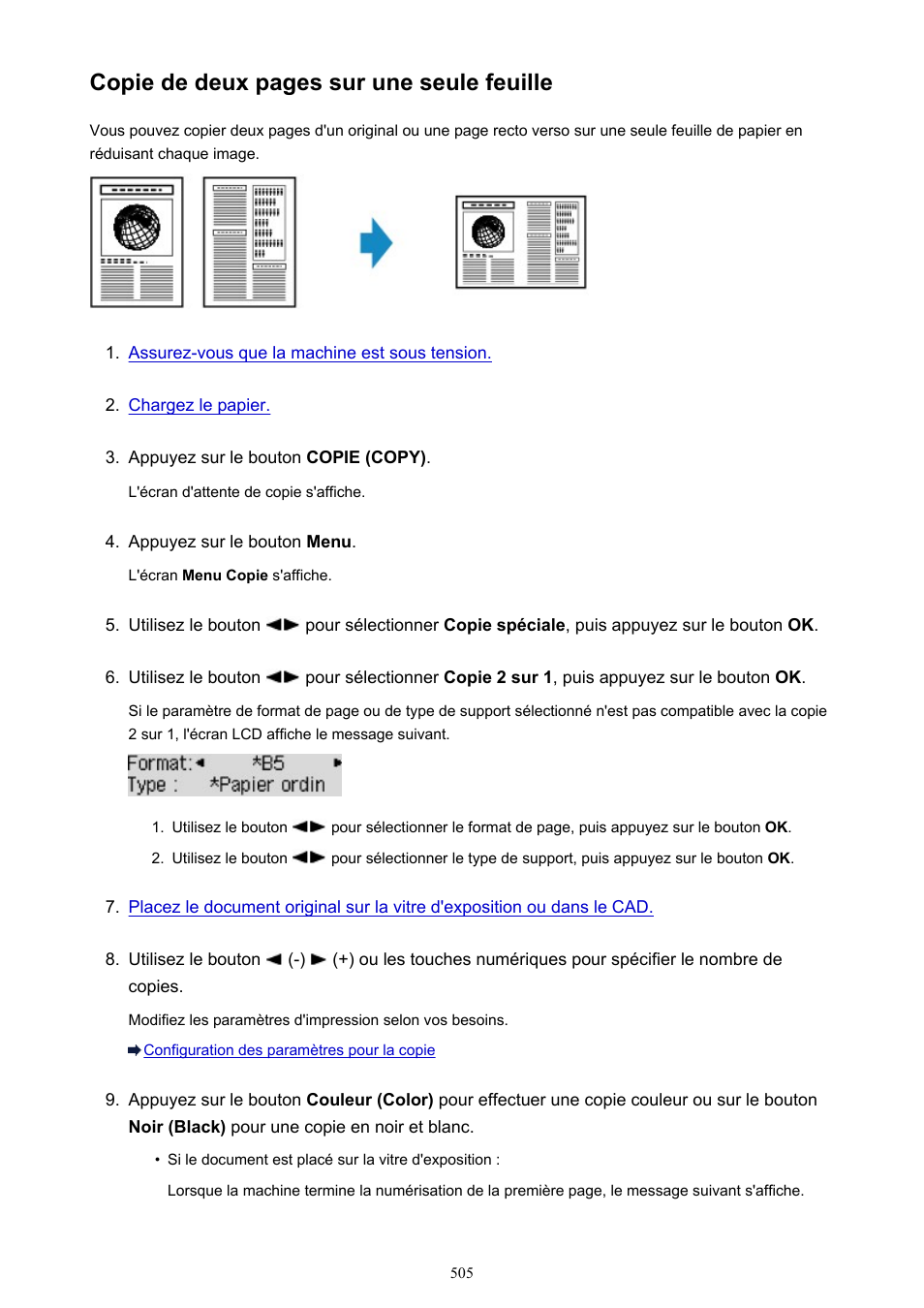 Copie de deux pages sur une seule feuille | Canon PIXMA MX535 Manuel d'utilisation | Page 505 / 1066