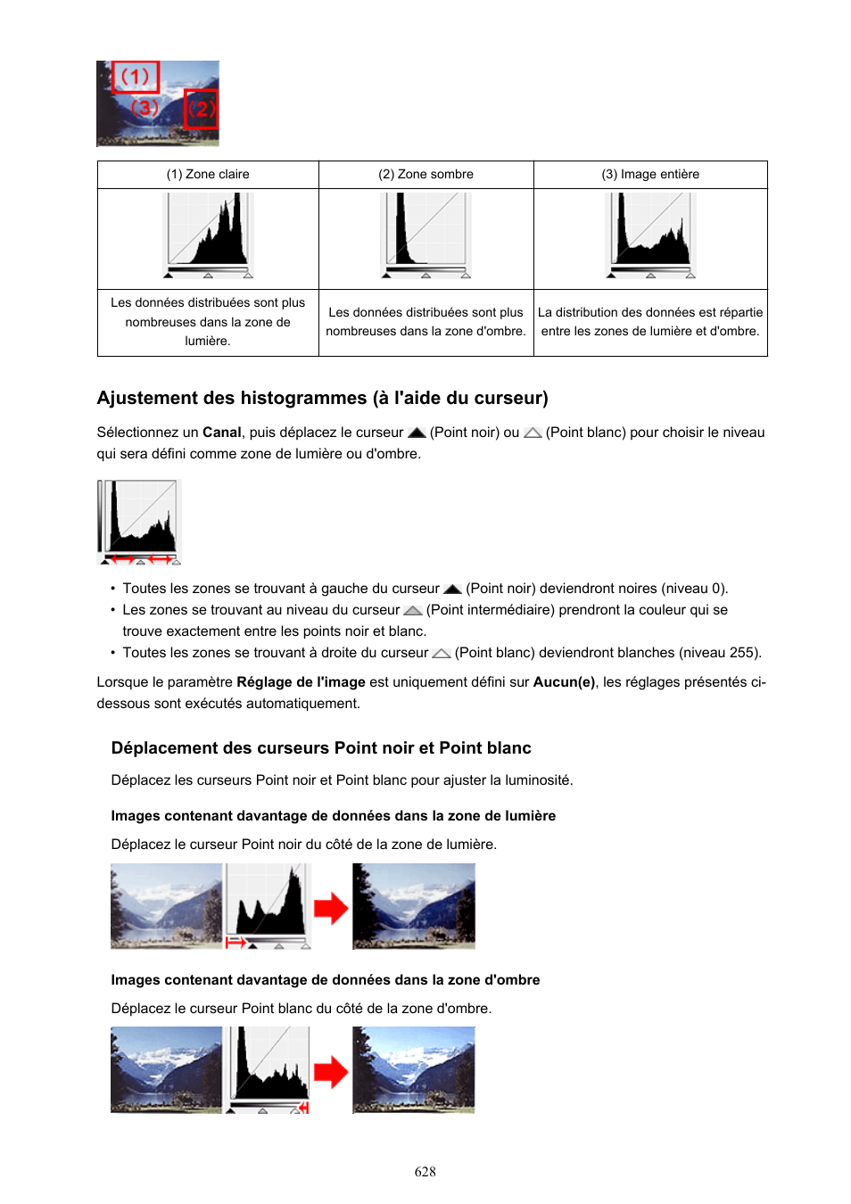 Ajustement des histogrammes (à l'aide du curseur) | Canon PIXMA MX535 Manuel d'utilisation | Page 628 / 1066