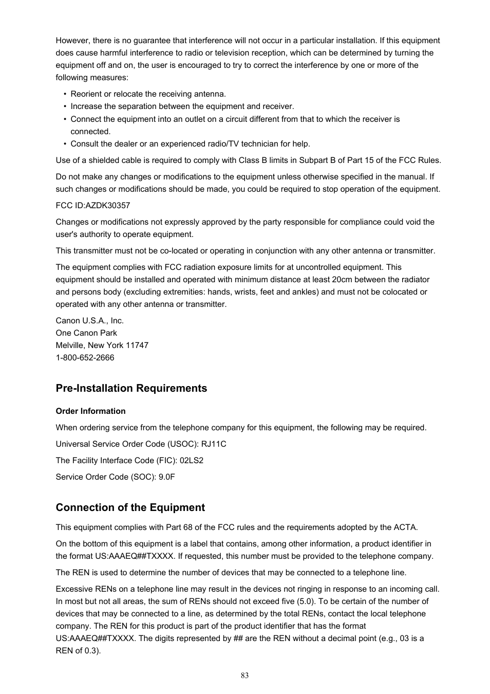 Pre-installation requirements, Connection of the equipment | Canon PIXMA MX535 Manuel d'utilisation | Page 83 / 1066