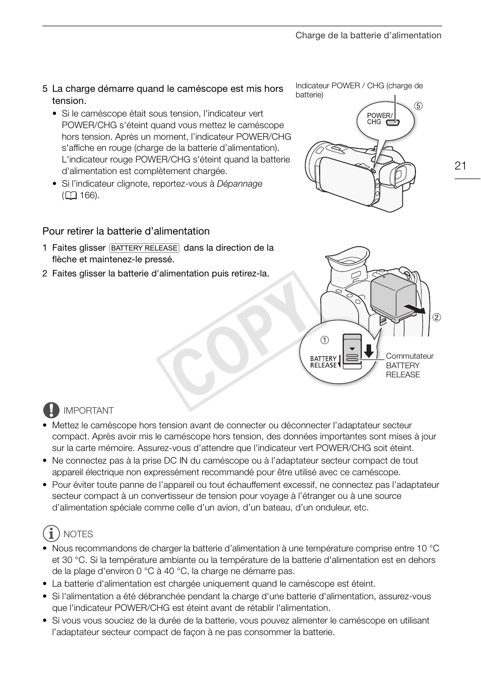 Cop y | Canon LEGRIA HF G30 Manuel d'utilisation | Page 21 / 195
