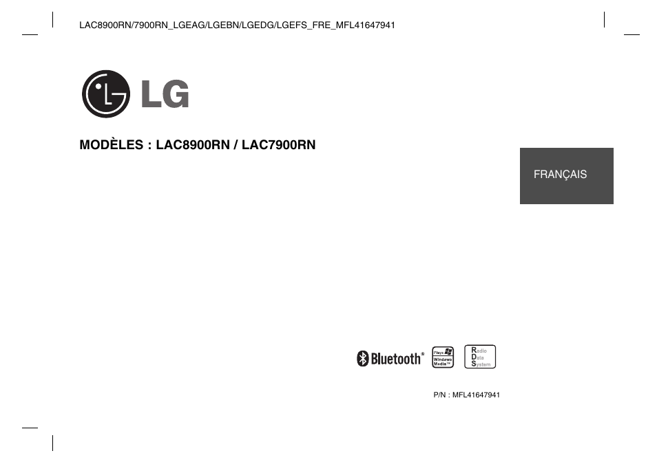 LG LAC7900RN Manuel d'utilisation | Pages: 20