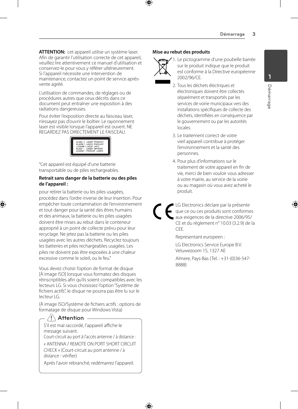 LG LCS110AR Manuel d'utilisation | Page 3 / 20