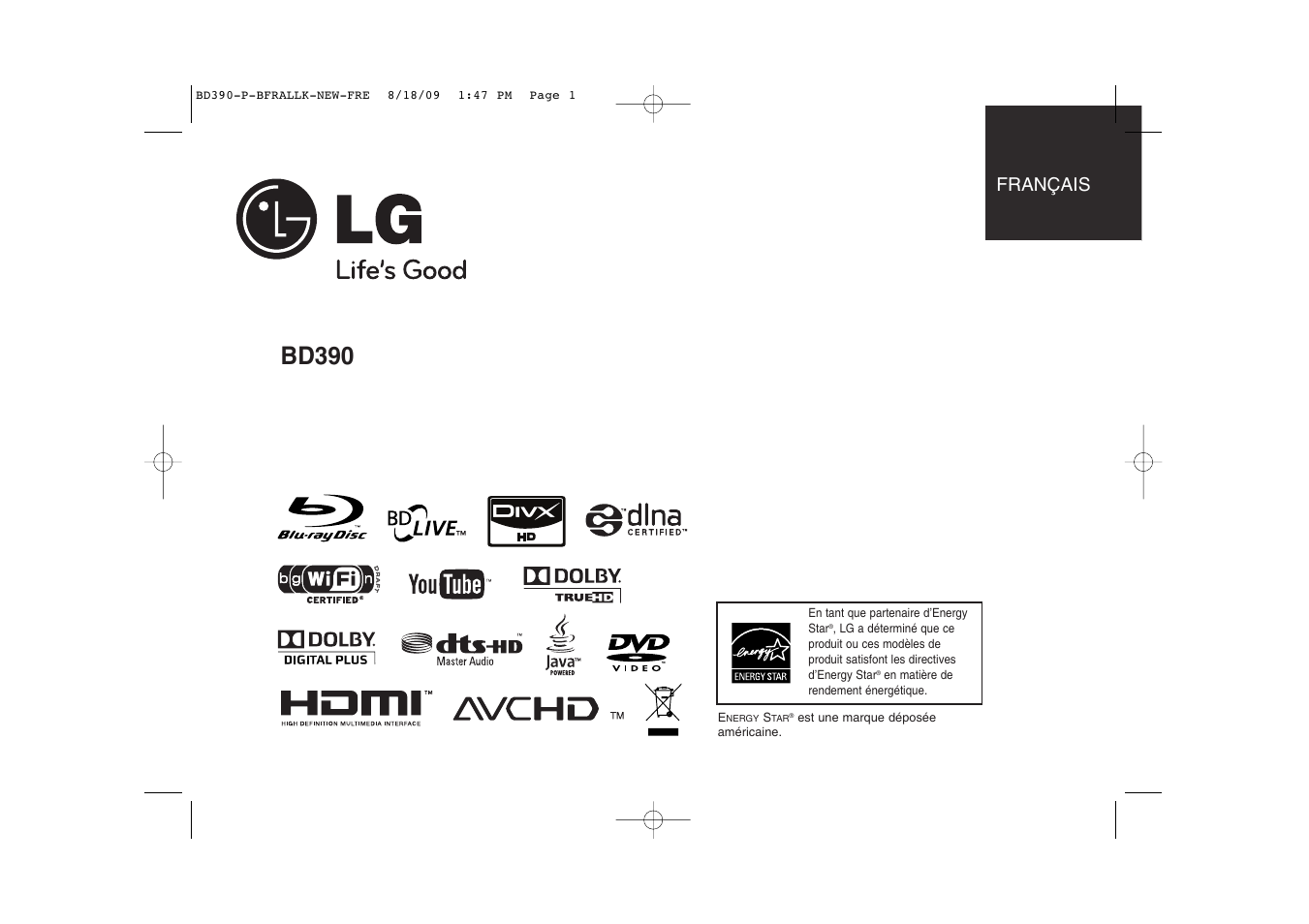 LG BD390 Manuel d'utilisation | Pages: 60