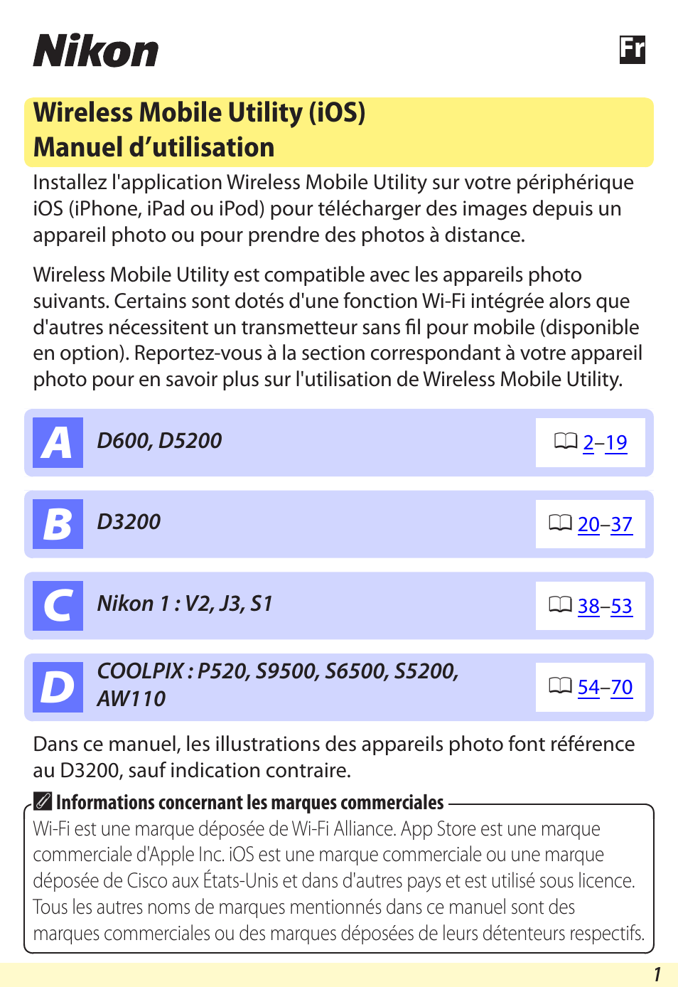 Nikon Wireless-Mobile-Utility Manuel d'utilisation | Pages: 70