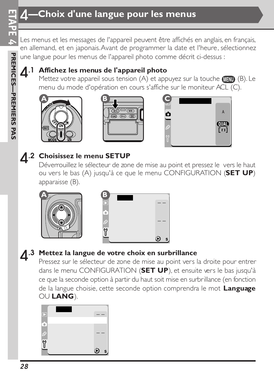 Et ape 4, Choix d'une langue pour les menus | Nikon D1X Manuel d'utilisation | Page 41 / 236