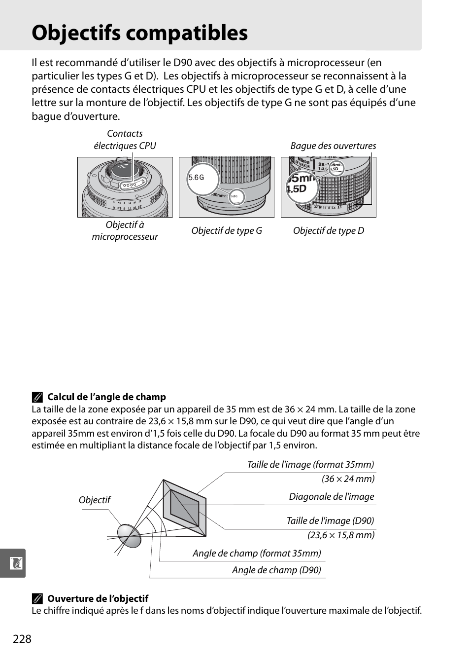 Objectifs compatibles | Nikon D90 Manuel d'utilisation | Page 248 / 300