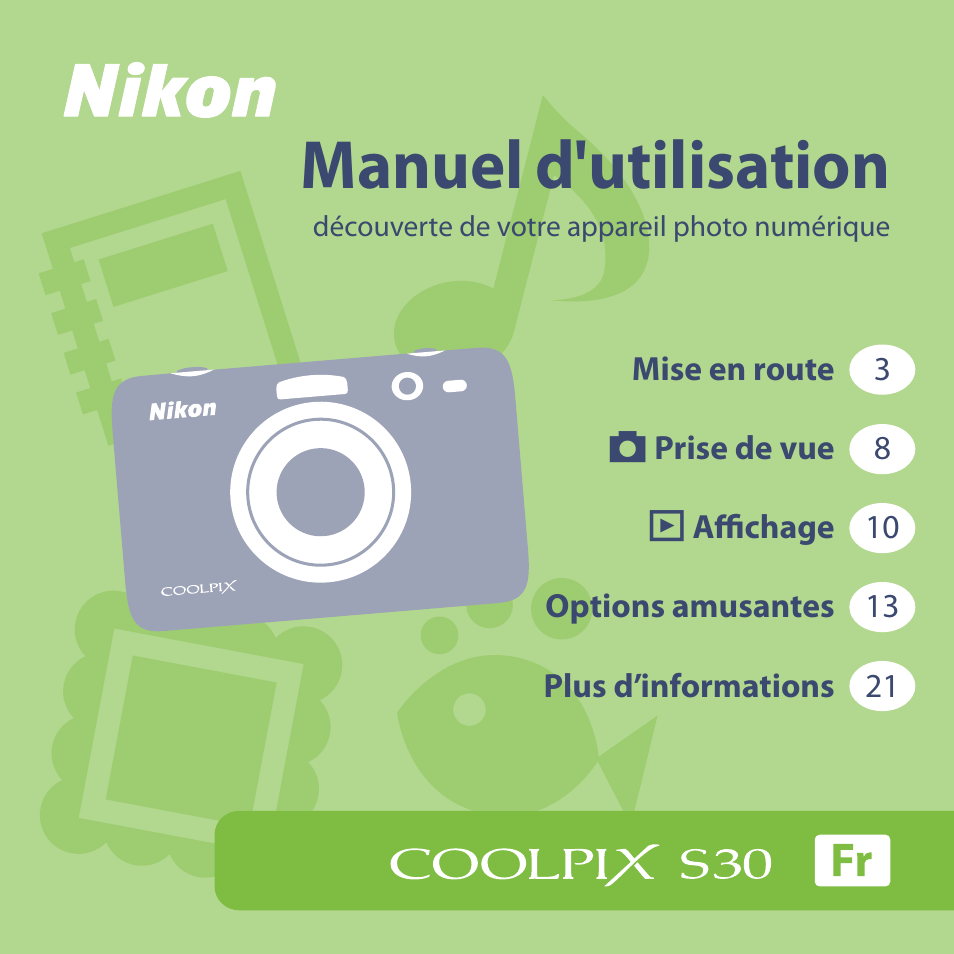 Nikon Coolpix S30 Manuel d'utilisation | Pages: 40